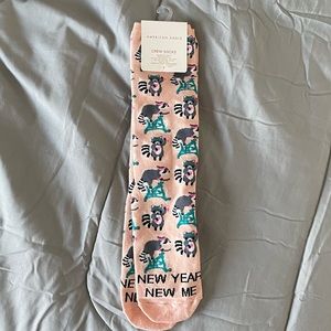 New Year Racoon Socks